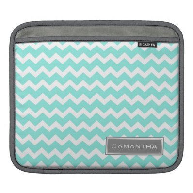 i Pad Teal Chevron Custom Name iPad Sleeves