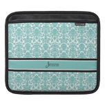 i Pad Teal Damask Custom Name iPad Sleeve