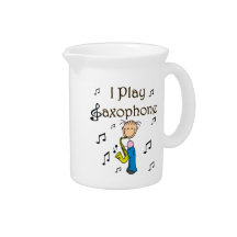 I Play Saxophone Stick Figure T-shirts and Gifts Drink Pitchers