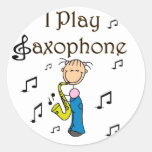 I Play Saxophone T-shirts and Gifts Round Stickers