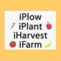 I Plow plant harvest farm with fruits postcards