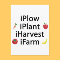 I Plow plant harvest farm with fruits postcards