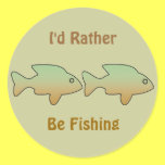 I Rather Be Fishing, two green, gold fish stickers stickers