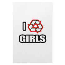 I Recycle Girls stationery by Funny_MoFo_Shirts I Recycle Girls stationery