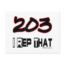 I Rep That 203 Area Code Postcard