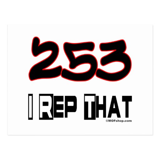 I Rep That 253 Area Code Postcard | Zazzle