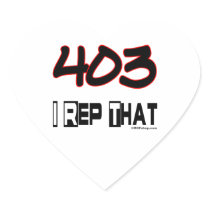 I Rep That 403 Area Code Heart Stickers