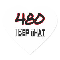 I Rep That 480 Area Code Heart Stickers