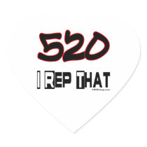 I Rep That 520 Area Code Heart Stickers