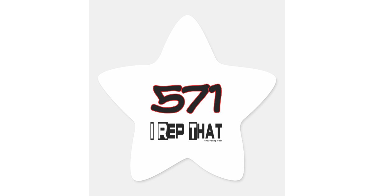 I Rep That 571 Area Code Star Sticker | Zazzle