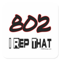I Rep That 802 Area Code Square Sticker