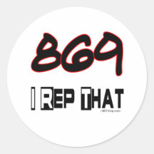 I Rep That 869 Area Code Round Stickers