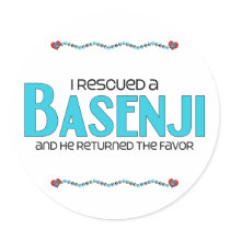 I Rescued a Basenji (Male Dog) Round Stickers