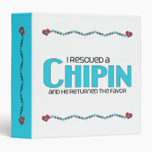 I Rescued a Chipin (Male) Dog Adoption Design 3 Ring Binders