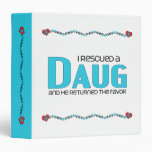 I Rescued a Daug (Male) Dog Adoption Design 3 Ring Binders