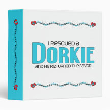 I Rescued a Dorkie (Male) Dog Adoption Design Vinyl Binder
