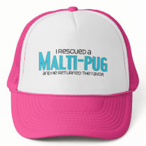 I Rescued a Malti-Pug (Male) Dog Adoption Design Mesh Hats