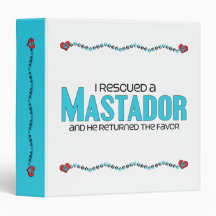I Rescued a Mastador (Male) Dog Adoption Design 3 Ring Binders