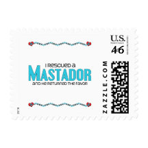 I Rescued a Mastador (Male) Dog Adoption Design Postage Stamps
