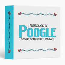 I Rescued a Poogle (Male) Dog Adoption Design 3 Ring Binders