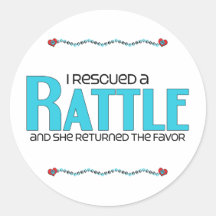 I Rescued a Rattle (Female) Dog Adoption Design Stickers