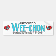 I Rescued a Wee-Chon (Female) Dog Adoption Design Bumper Sticker