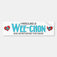 I Rescued a Wee-Chon (Male) Dog Adoption Design Bumper Sticker