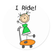 I Ride Stick Figure Girl Stickers Sticker