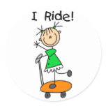 I Ride Stick Figure Girl Stickers Sticker