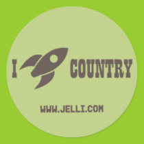 I Rocket Country Round Sticker stickers
