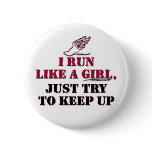I run like a girl (red) buttons