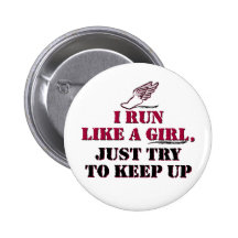 I run like a girl (red) buttons