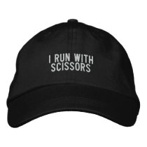 I Run with Scissors embroidered hats