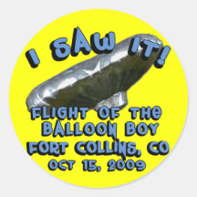 I Saw The Balloon Boy Hot Air Balloon T shirt Stickers