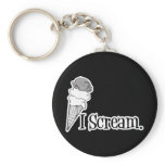 I Scream Ice Cream Cone B&amp;W Key Chains