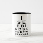 I See Birds Eyechart Two-Tone Mug