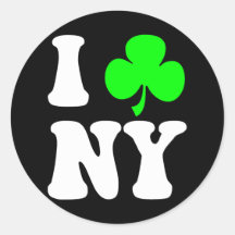 I shamrock NY Round Stickers