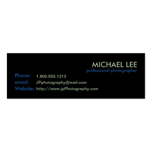 I shoot people business card templates (back side)