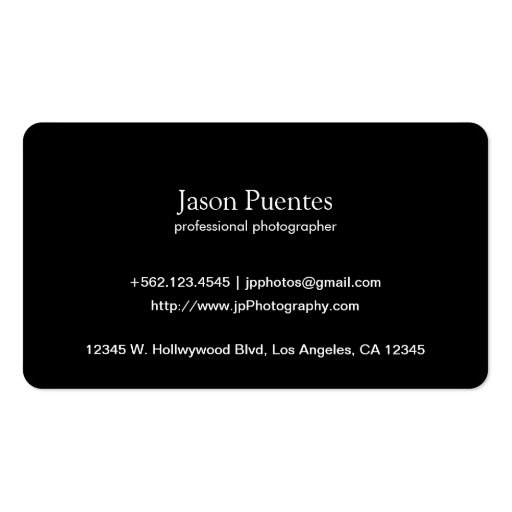 I shoot people - Metallic Paper (photography) Business Card Template (back side)