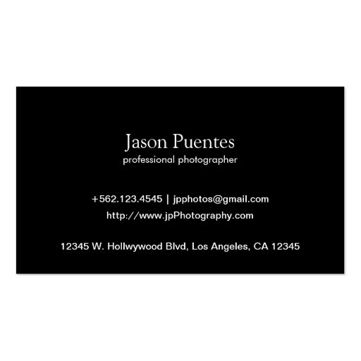 I shoot people - Metallic Paper (photography) Business Card Template (back side)