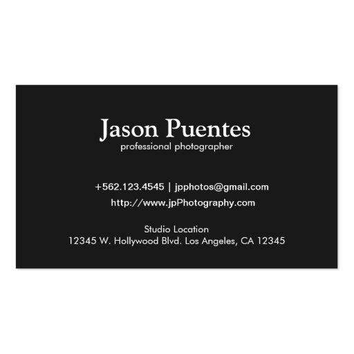 I shoot people - Professional Photographer Business Card Template (back side)