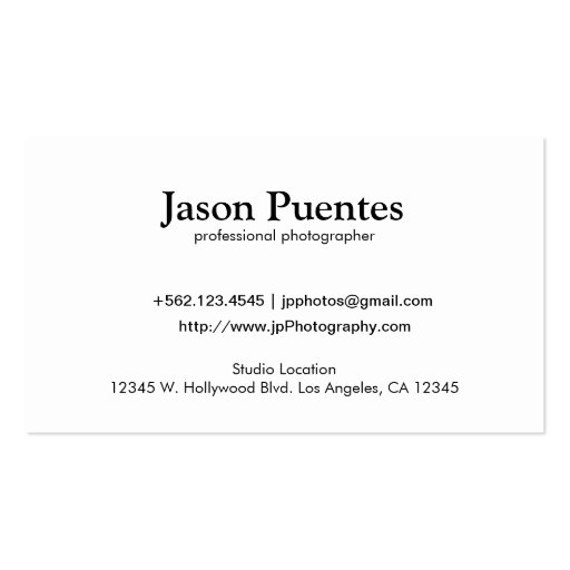 I shoot people - Professional Photographer Business Cards (back side)