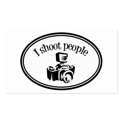 I Shoot People Retro Photographer's Camera B&W Business Card Templates (front side)