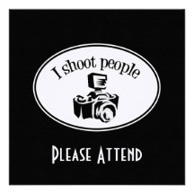 I Shoot People Retro Photographer's Camera B&W Personalized Announcement