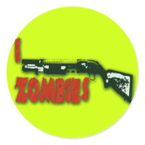 I SHOTGUN ZOMBIES stickers by aandjdesigns I SHOTGUN ZOMBIES stickers