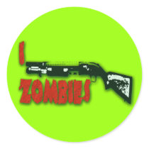 I SHOTGUN ZOMBIES stickers by aandjdesigns I SHOTGUN ZOMBIES stickers