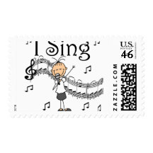 I Sing Musical Stick Figure T-shirts and Gifts Stamps