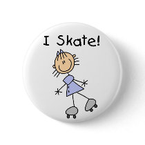 I Skate Stick Figure Button