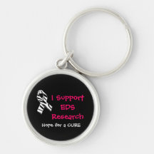I Support EDS Research Zebra Ribbon Key Chain