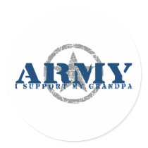 I Support Grandpa - ARMY Round Sticker